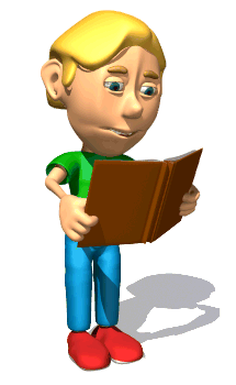 Animated school boy reading book hg wht1